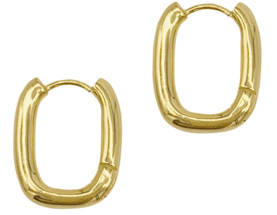 Water Resistant Rectangle Huggie Hoop Earrings