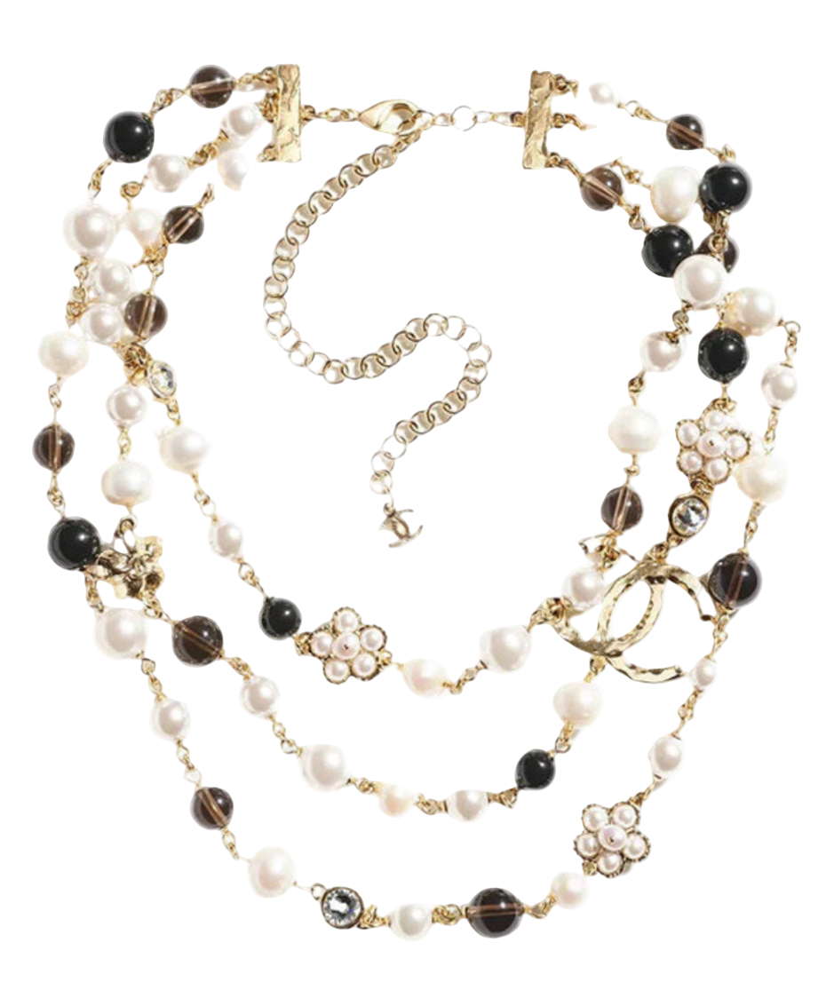 18K Gold CC 24B Classic Long Pearl Necklace