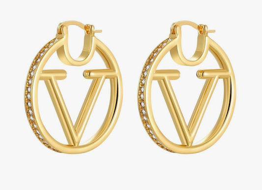 V Gold Plated Earrings
