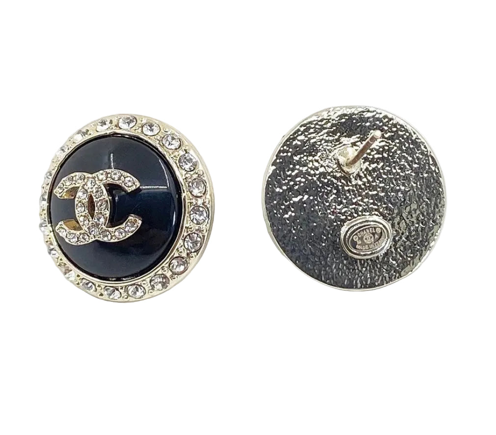 Black Crystal Earrings 18K CC