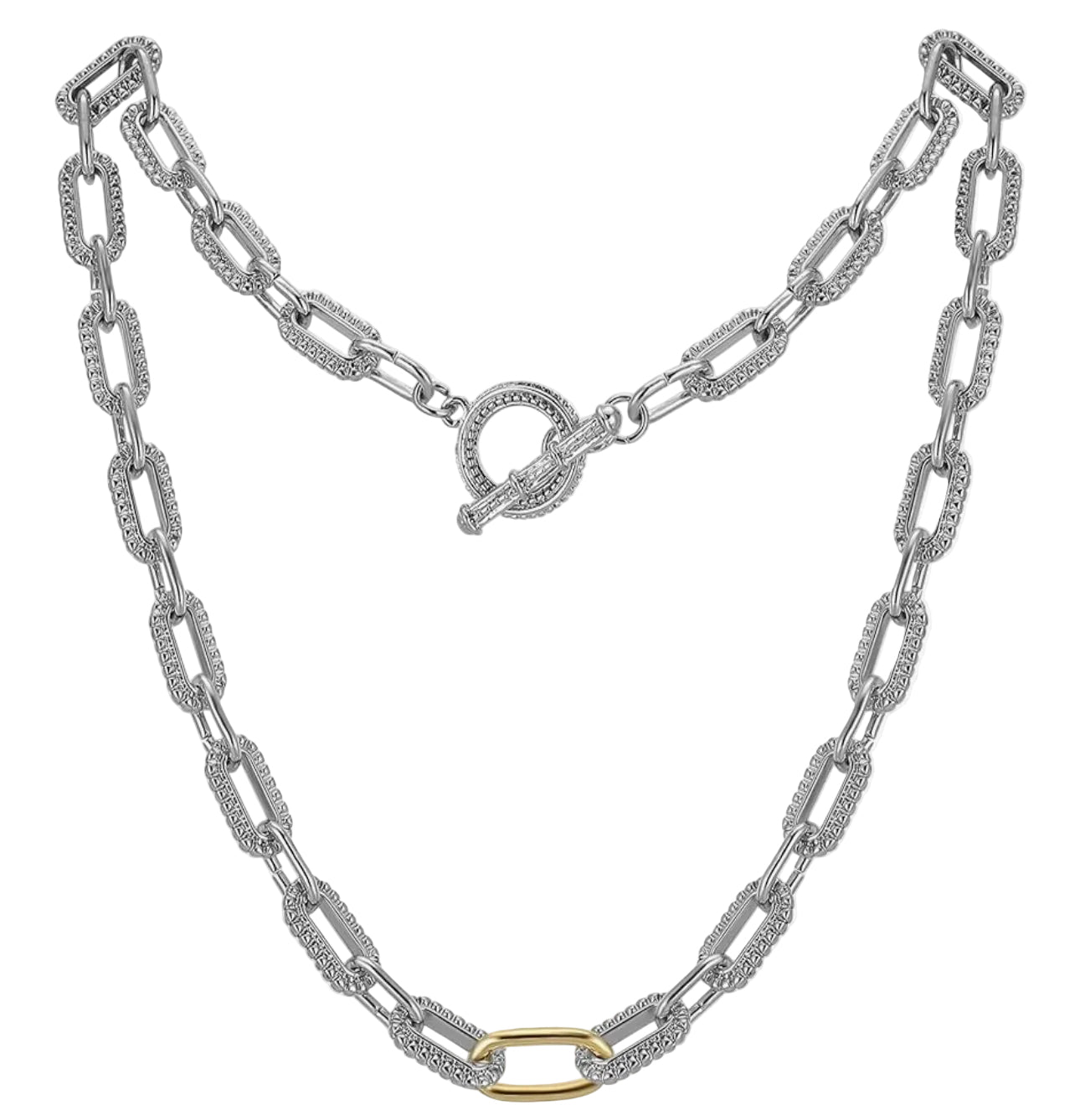 Two-Tone Gold & Silver Chain Necklace