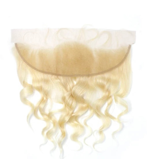 Our Virgin Brazilian 613 Blonde Frontals are made up of 100% premium virgin hair, with beautiful, soft, thick strands and a natural luster. Our 13x4 lace frontals are carefully handcrafted with a natural density and customizable lace giving you an undetectable, straight-from-your-scalp look when installed.
