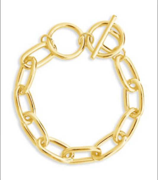 14K Yellow Goldtone Linked Toggle Bracelet