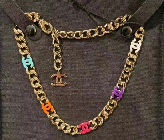 Color CC  Logo Chain Necklace
