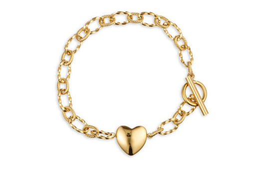 Goldtone Heart Link Bracelet