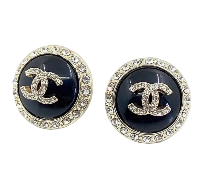 Black Crystal Earrings 18K CC