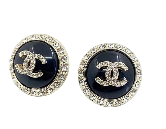 Black Crystal Earrings 18K CC