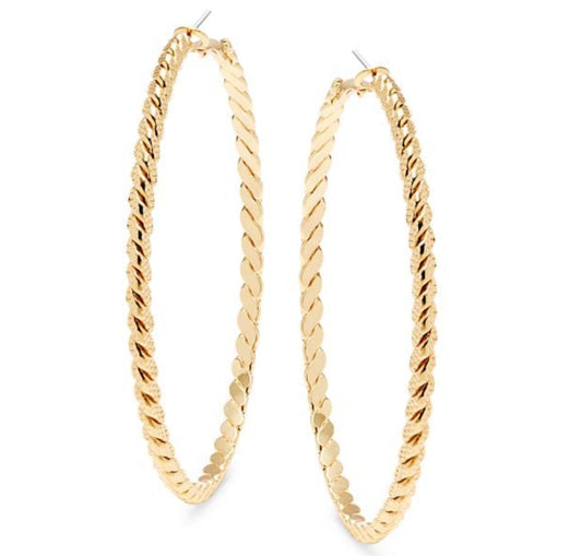 Fox 14K Goldplated Textured Hoop Earrings