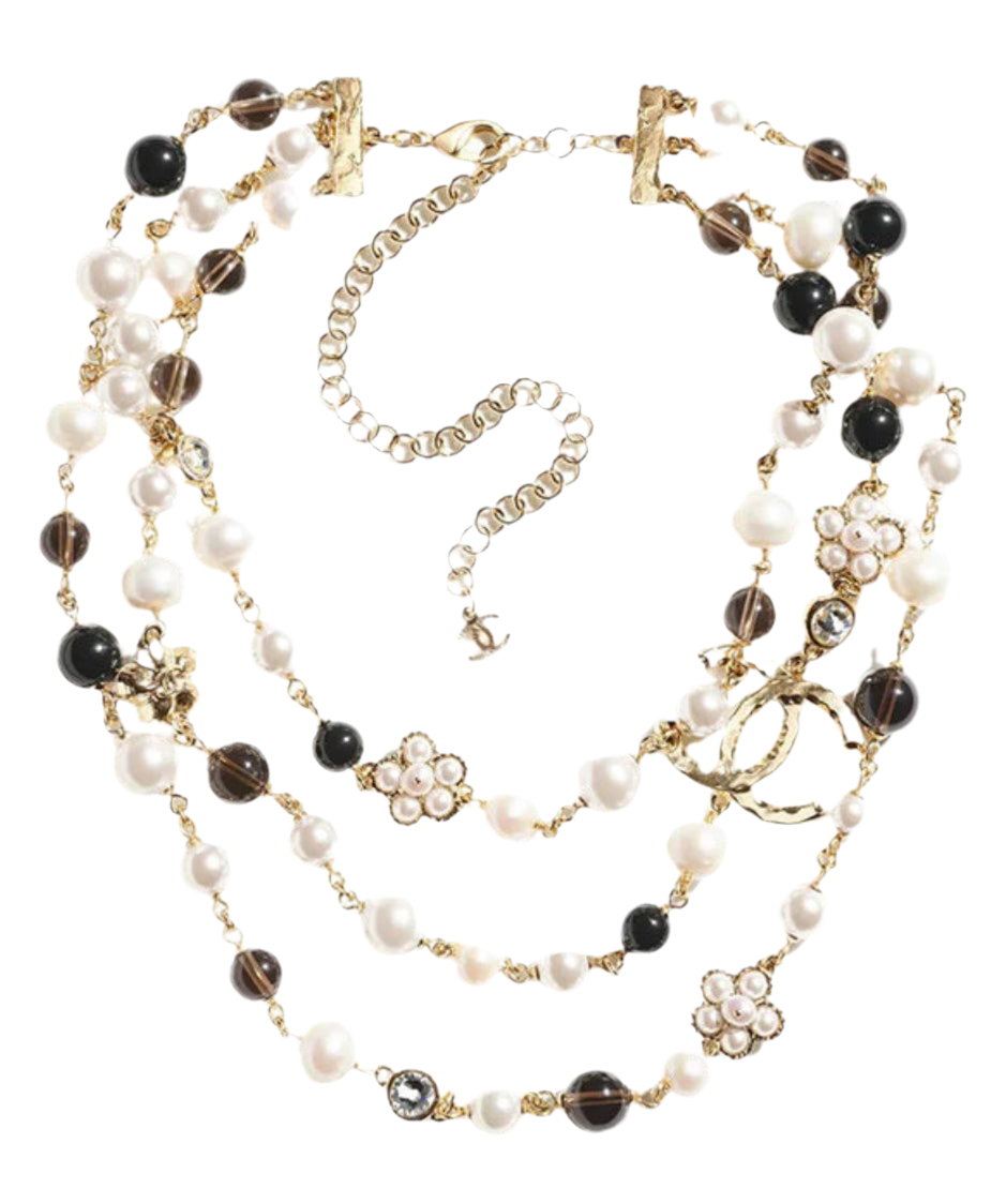 18K Gold CC 24B Classic Long Pearl Necklace