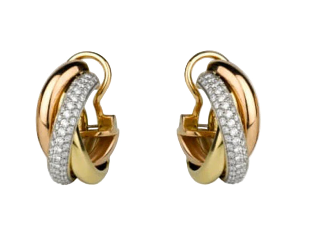 Trinity Diamond Earrings in 18K Gold
