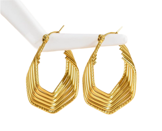 Bold Geometric Gold Hoop Earrings
