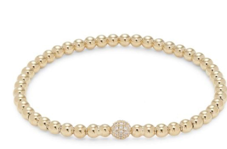 Goldplated & Cubic Zirconia Beaded Bracelet