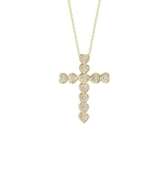 14K Goldplated Sterling Silver & Cubic Zirconia Religious Cross Pendant Necklace