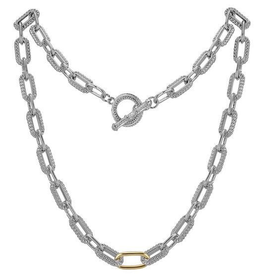 Two-Tone Gold & Silver Chain Necklace