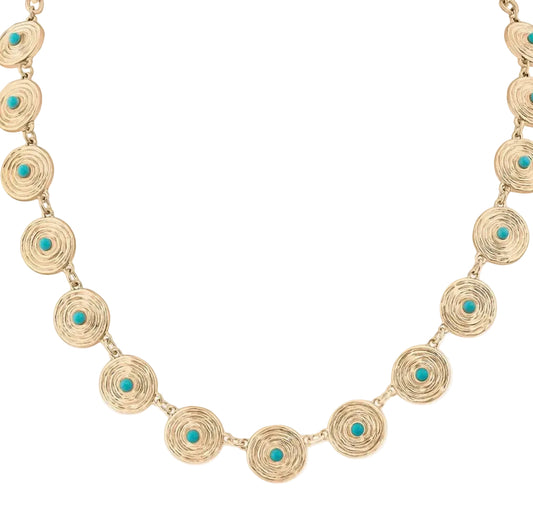 Disc Turquoise Cabochon Necklace