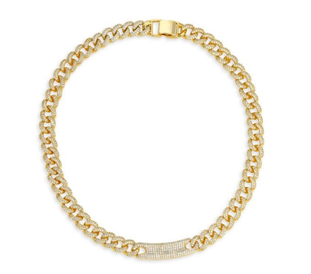 High End Chic 18K Goldplated & Cubic Zirconia Chain Necklace