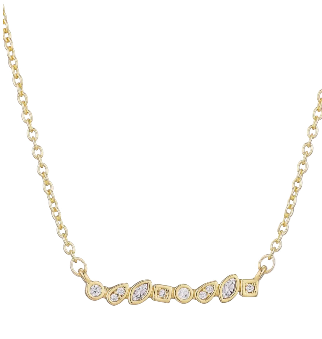 Dainty Crystal-Embellished Bar Pendant Necklace